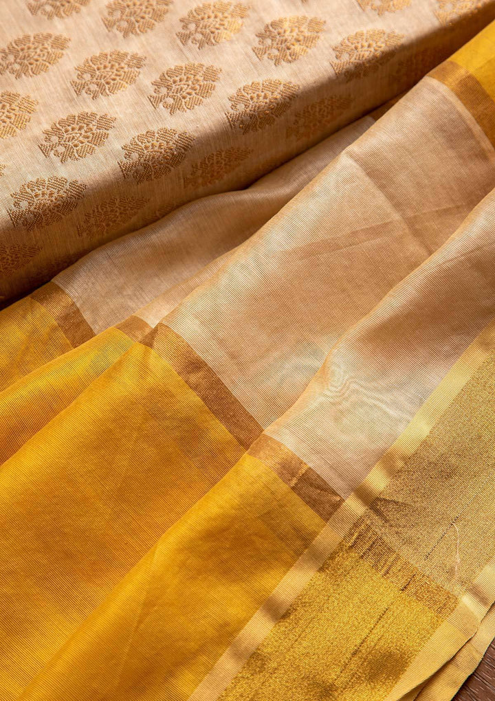 Gold Zariwork Brocade Designer Unstitched Salwar Suit - koskii