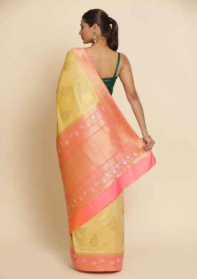 Gold Zariwork Raw Silk Designer Saree - koskii