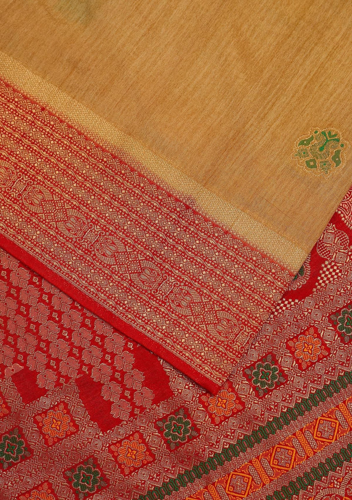 Gold Zariwork Raw Silk Designer Saree - koskii
