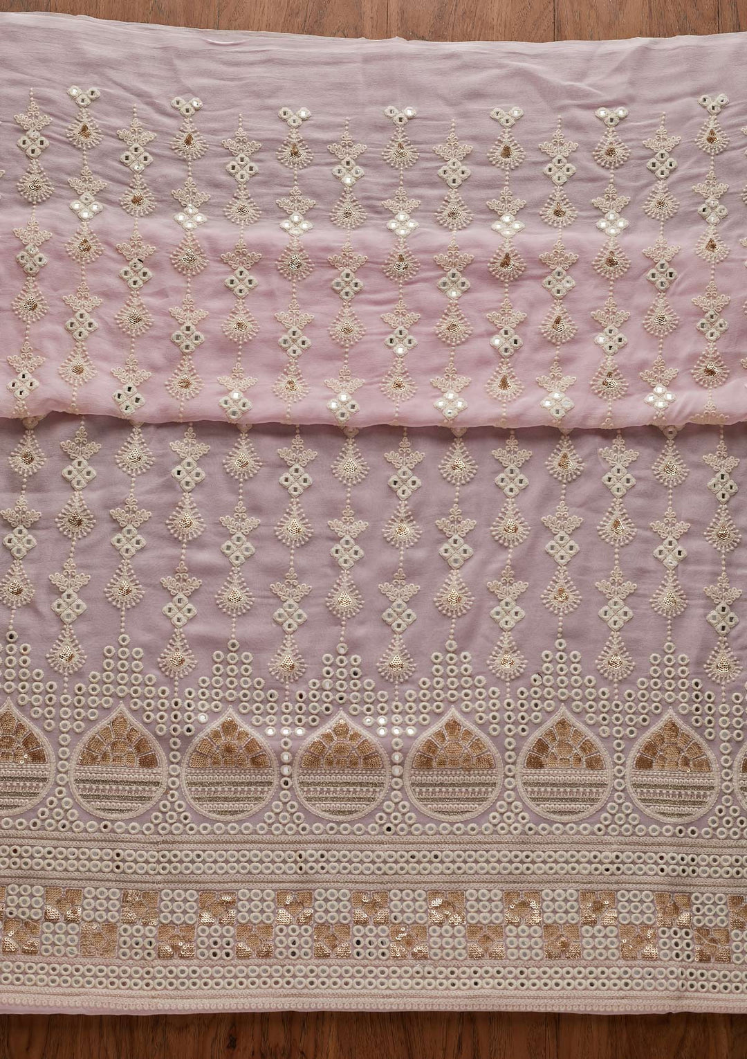 Baby Pink Chikankari Georgette Designer Unstitched Salwar Suit - Koskii