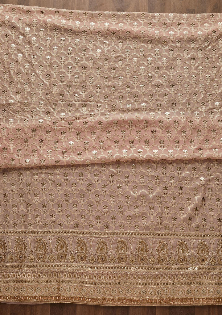 Baby Pink Cutdana Georgette Designer Unstitched Salwar Suit - Koskii