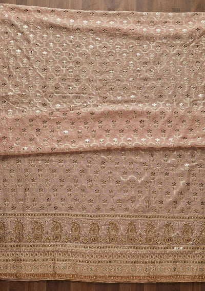 Baby Pink Cutdana Georgette Designer Unstitched Salwar Suit - Koskii