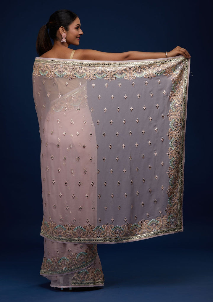 Baby Pink Gotapatti Georgette Designer Saree - Koskii