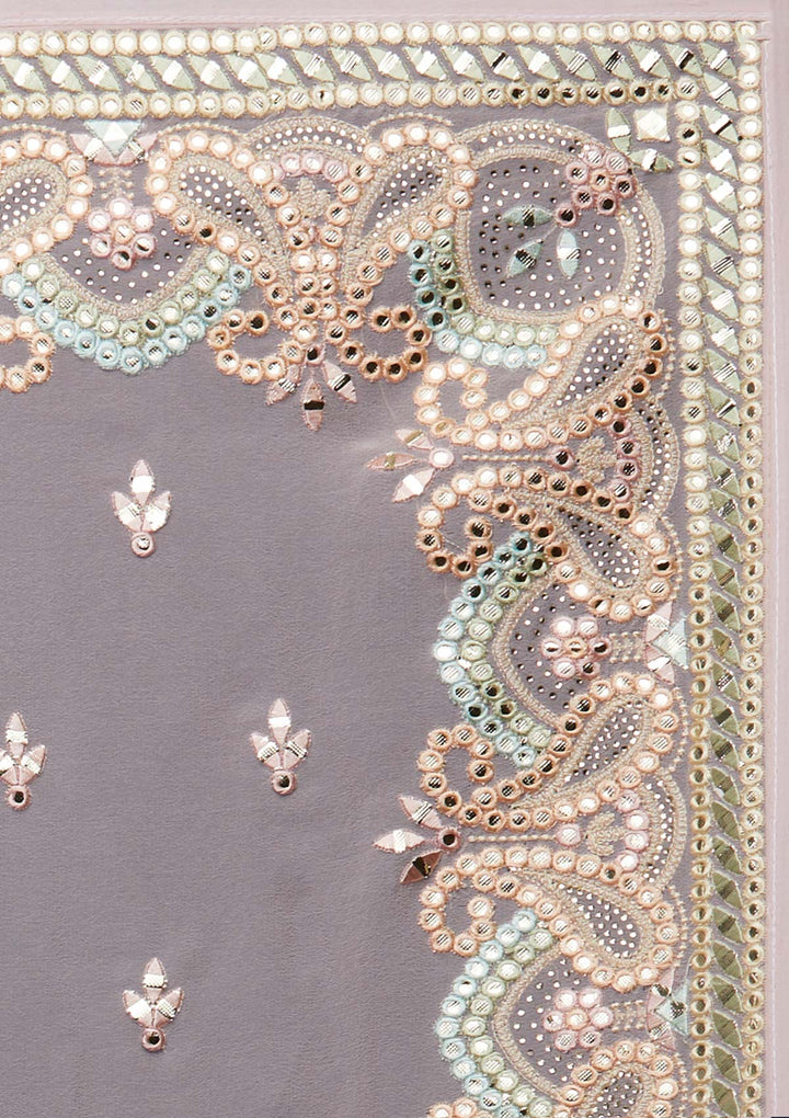 Baby Pink Gotapatti Georgette Designer Saree - Koskii