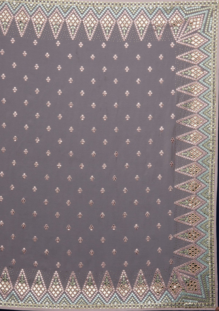 Baby Pink Gotapatti Georgette Designer Saree - Koskii