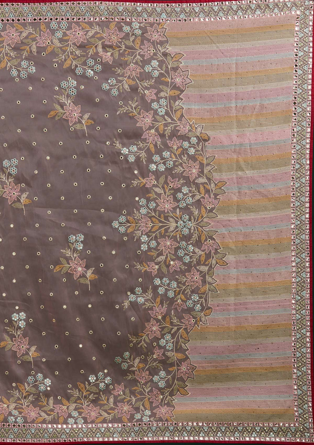 Baby Pink Gotapatti Tissue Designer Saree - Koskii