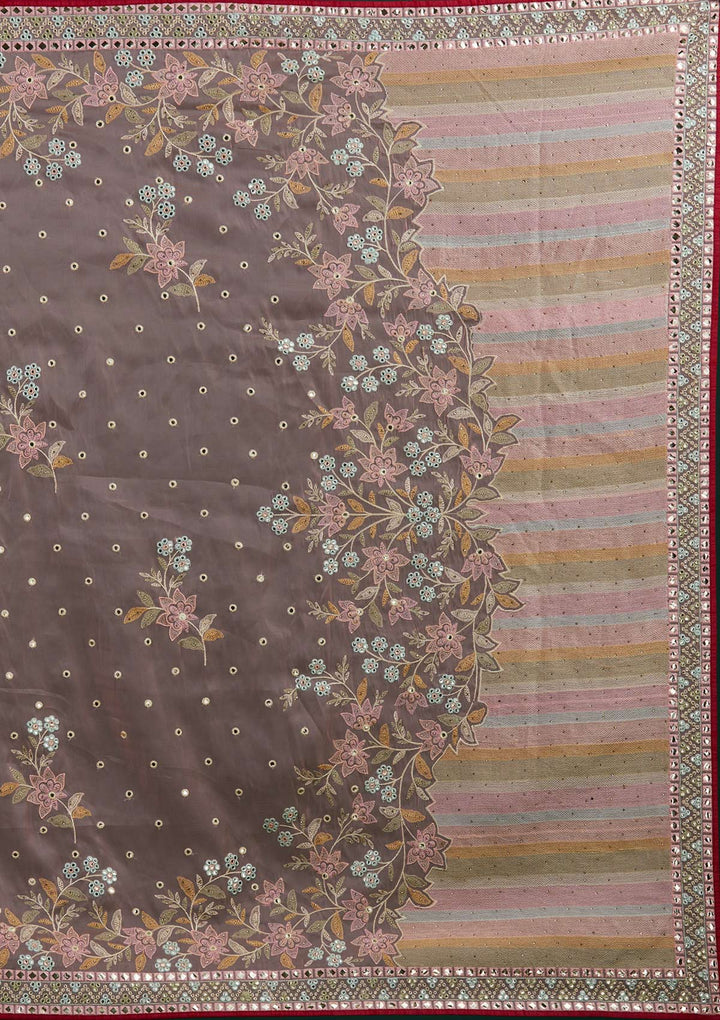 Baby Pink Gotapatti Tissue Designer Saree - Koskii