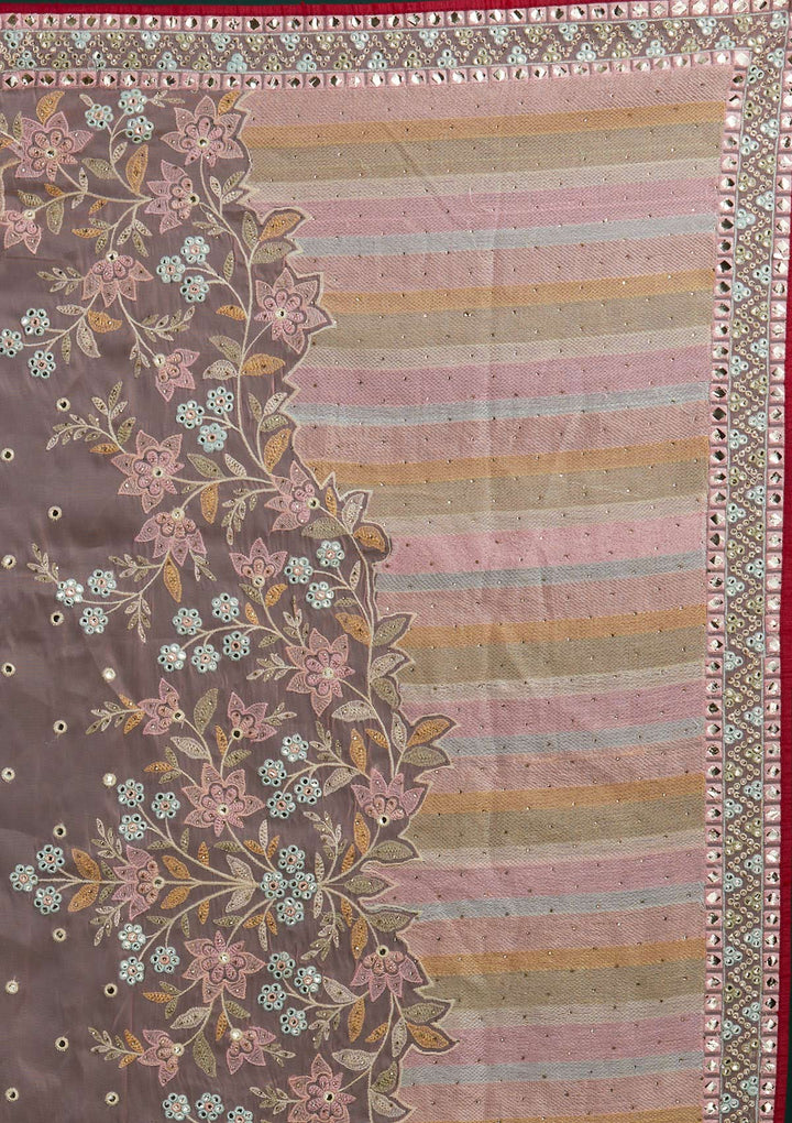 Baby Pink Gotapatti Tissue Designer Saree - Koskii