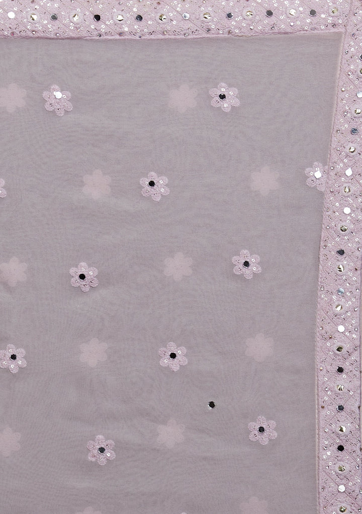 Baby Pink Mirrorwork Georgette Lehenga-Koskii