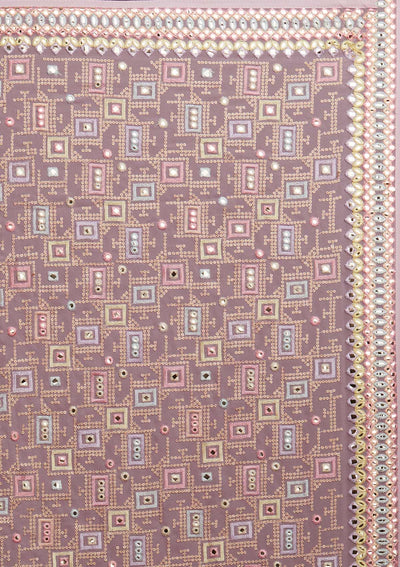 Baby Pink Mirrorwork Georgette Designer Saree - Koskii