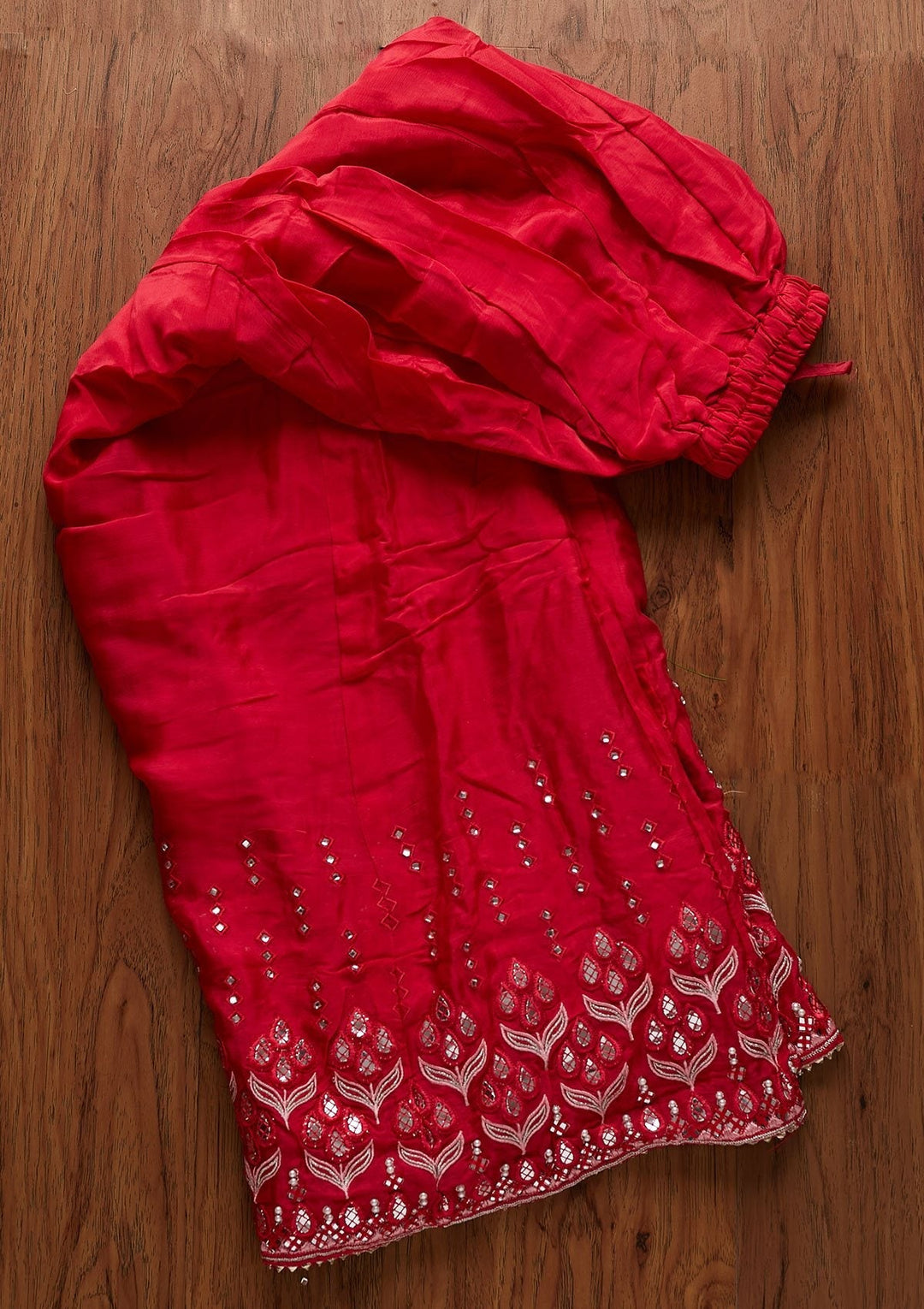 Baby Pink Mirrorwork Semi Crepe Designer Semi-Stitched Salwar Suit - koskii