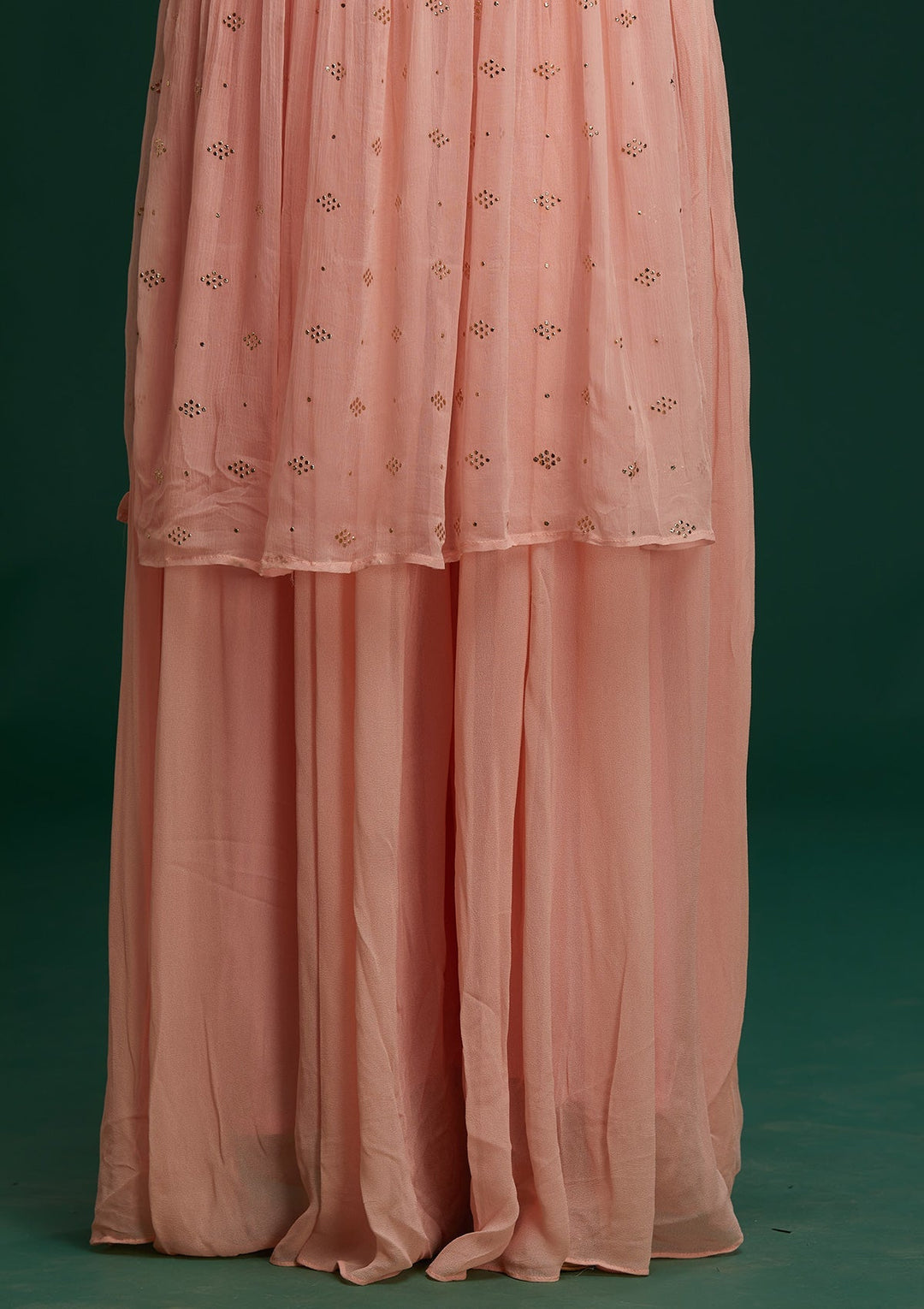Baby Pink Pearlwork Georgette Designer Salwar Suit - Koskii