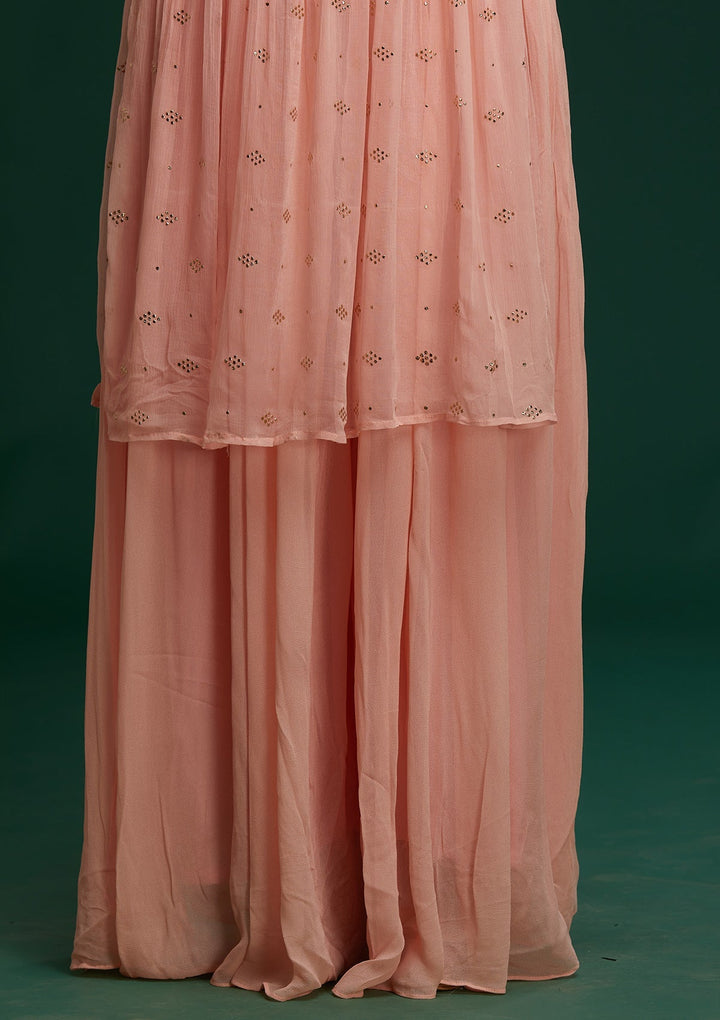 Baby Pink Pearlwork Georgette Designer Salwar Suit - Koskii