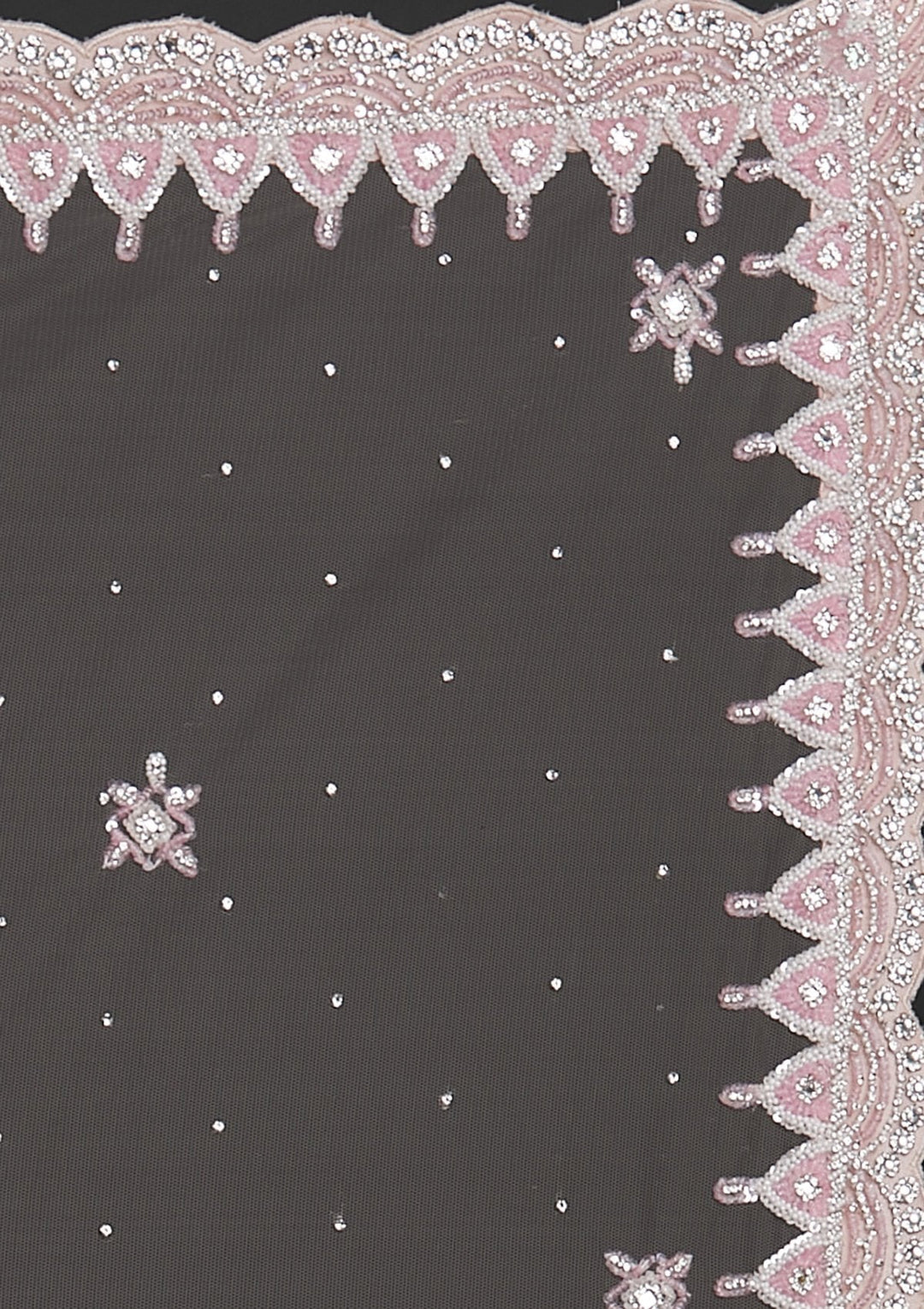 Baby Pink Pearlwork Net Designer Lehenga - koskii