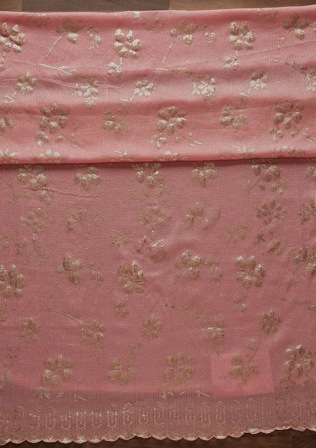 Baby Pink Sequins Georgette Designer Unstitched Salwar Suit - Koskii