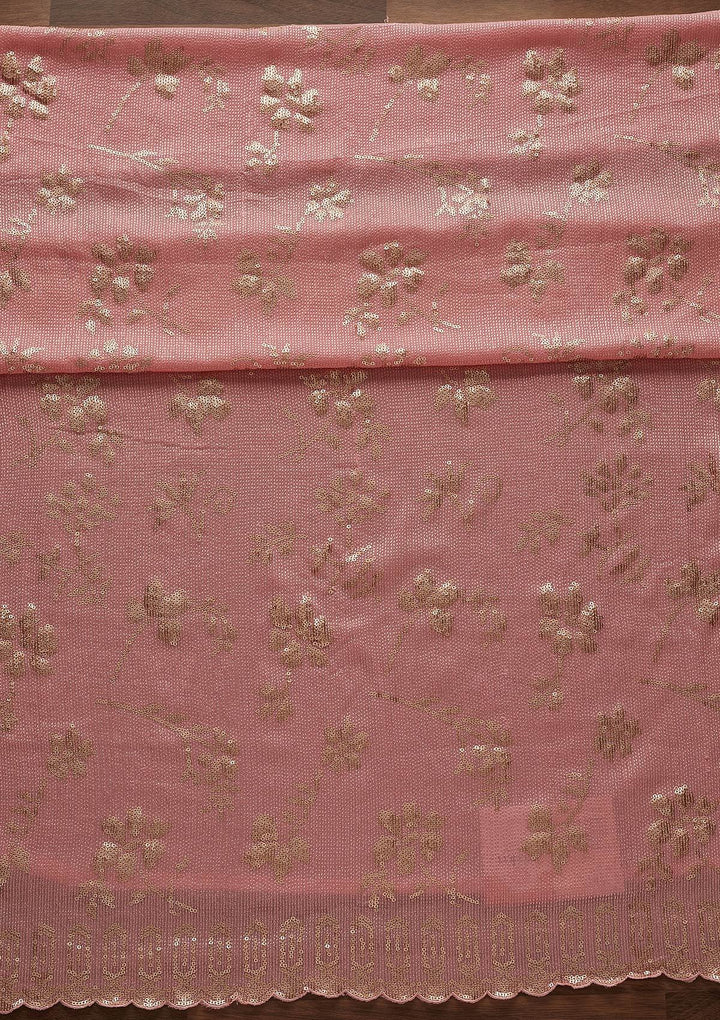 Baby Pink Sequins Georgette Designer Unstitched Salwar Suit - Koskii