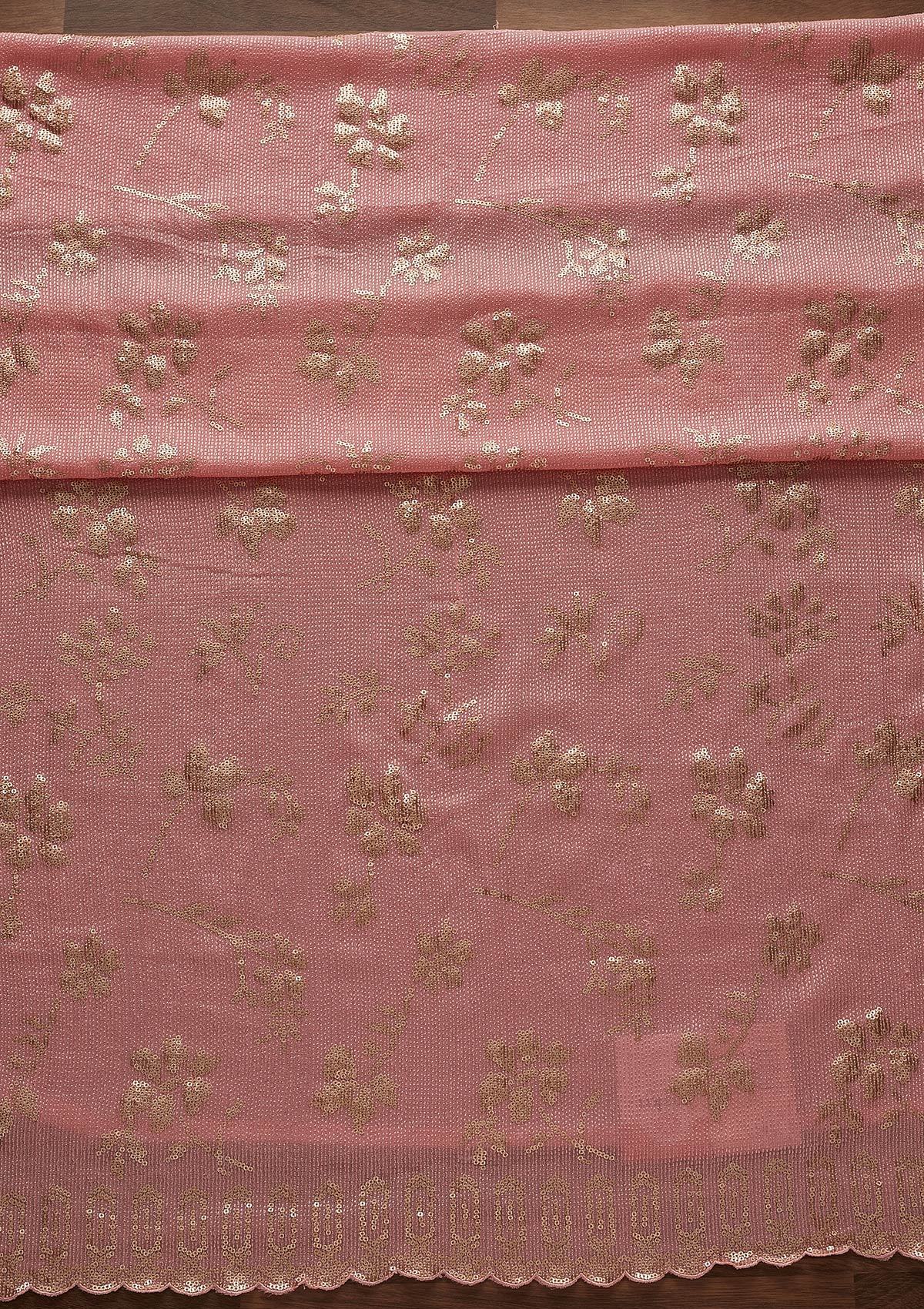 Baby Pink Sequins Georgette Designer Unstitched Salwar Suit - Koskii