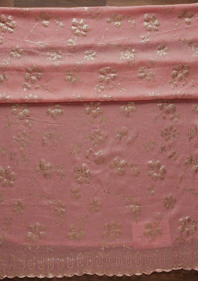Baby Pink Sequins Georgette Designer Unstitched Salwar Suit - Koskii