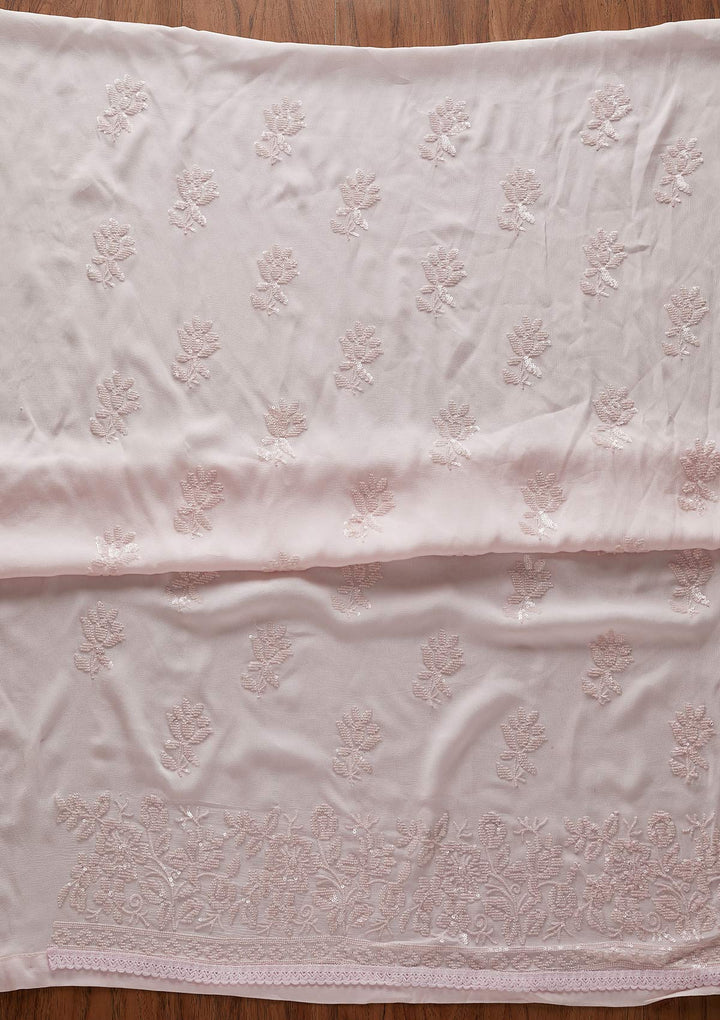 Baby Pink Sequins Georgette Designer Unstitched Salwar Suit - koskii