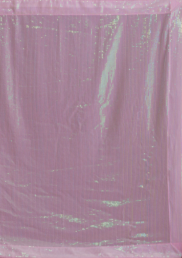 Baby Pink Sequins Georgette Saree-Koskii