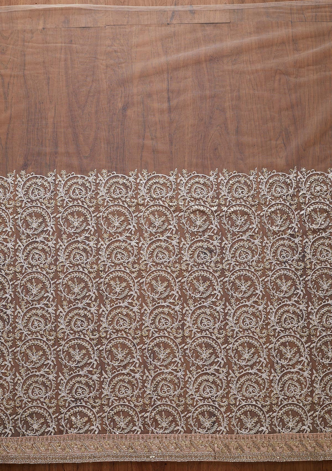 Baby Pink Sequins Net Designer Saree - koskii