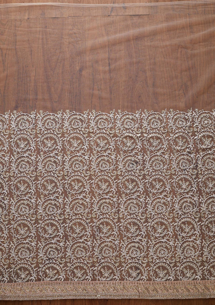 Baby Pink Sequins Net Designer Saree - koskii
