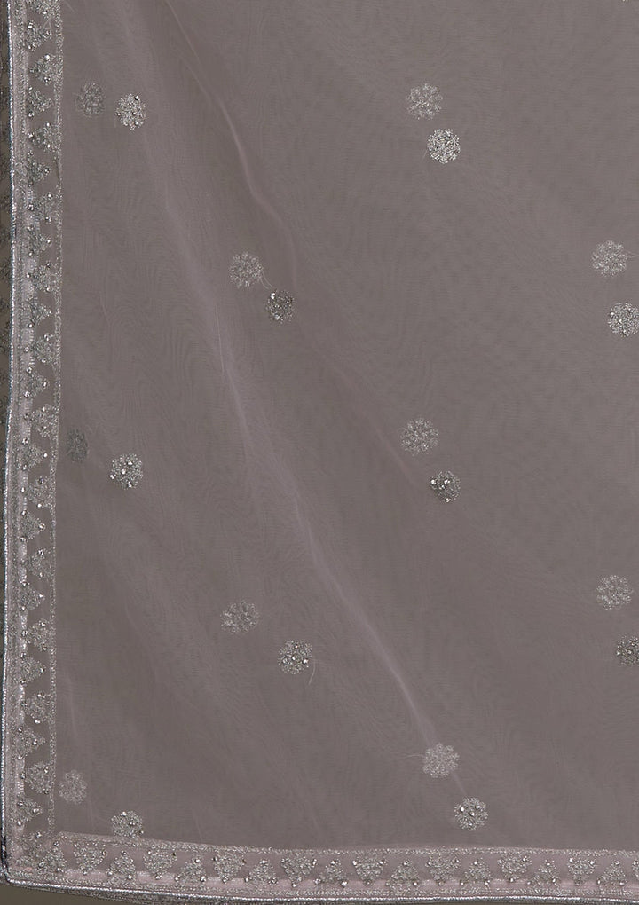 Baby Pink Silver Stonework Georgette Salwar Suit-Koskii