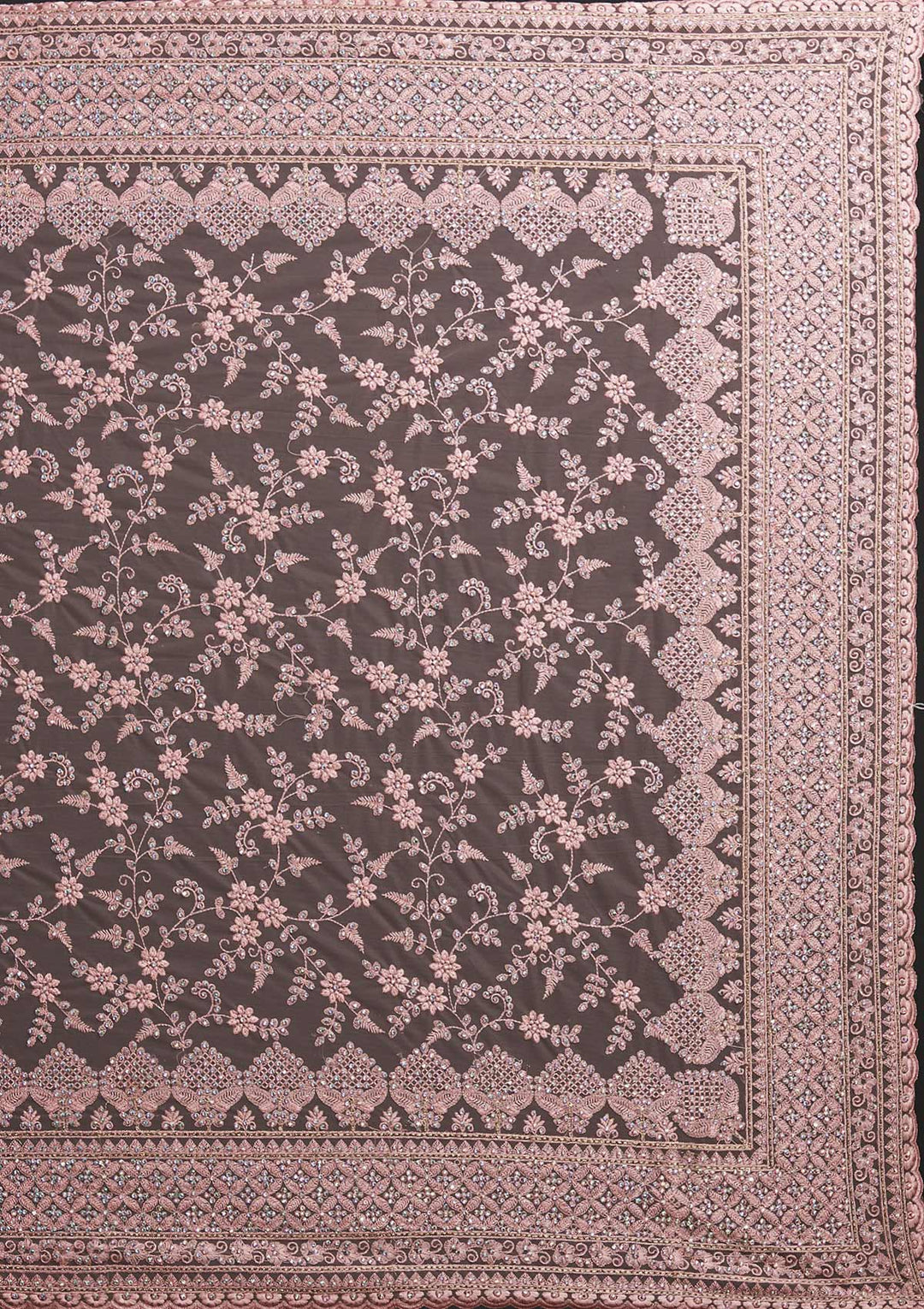 Baby Pink Stonework Net Designer Saree - koskii
