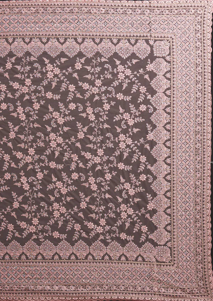 Baby Pink Stonework Net Designer Saree - koskii