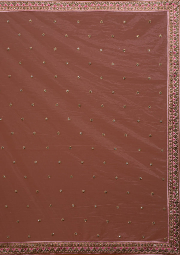 Baby Pink Stonework Raw Silk Designer Lehenga-Koskii