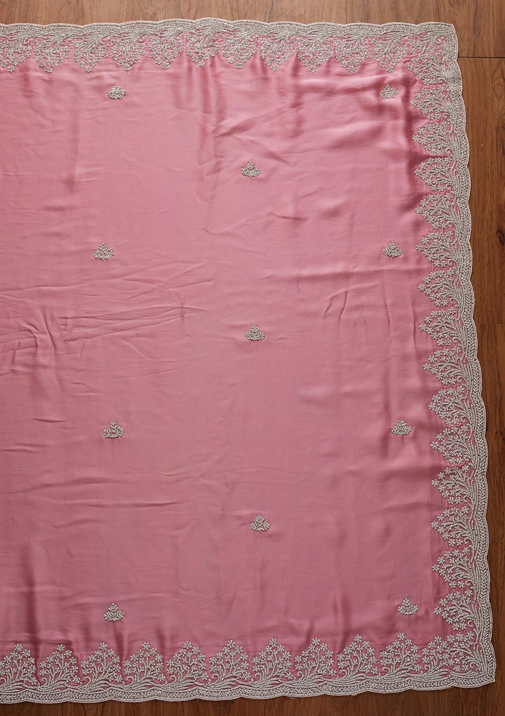 Baby Pink Stonework Satin Designer Saree - koskii