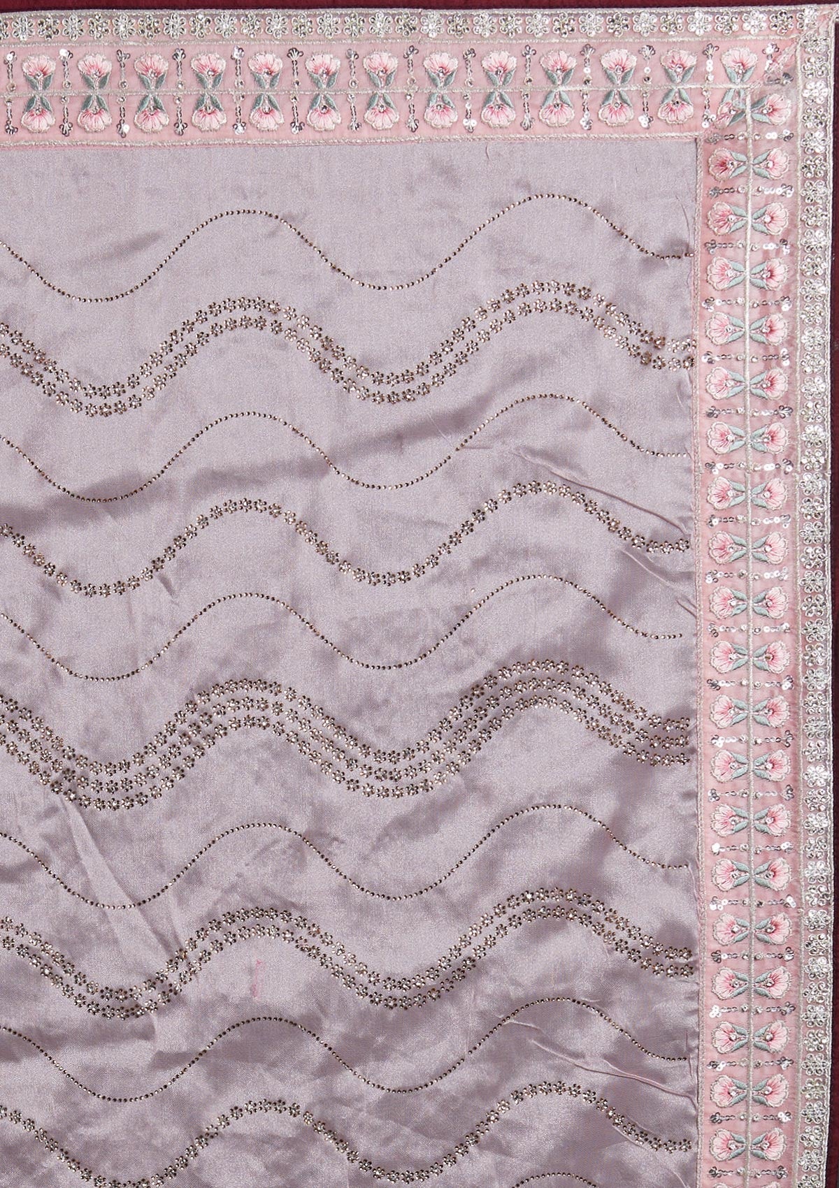 Baby Pink Stonework Tissue Designer Saree - Koskii