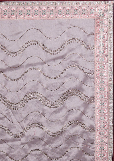 Baby Pink Stonework Tissue Designer Saree - Koskii