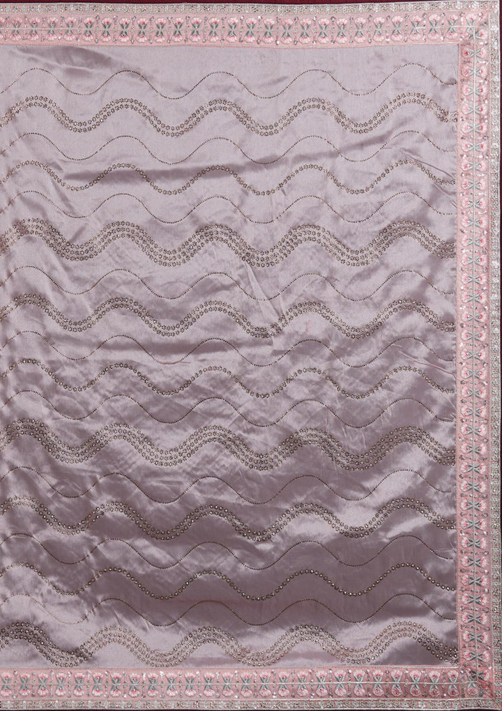 Baby Pink Stonework Tissue Designer Saree - Koskii