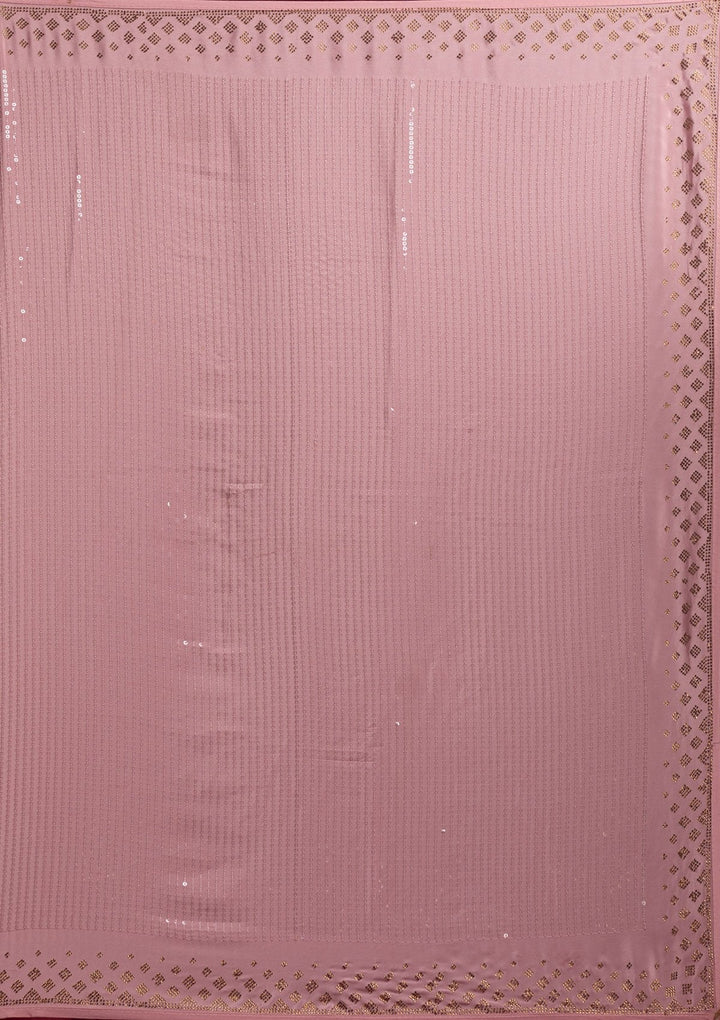 Baby Pink Swarovski Semi Crepe Designer Saree - koskii
