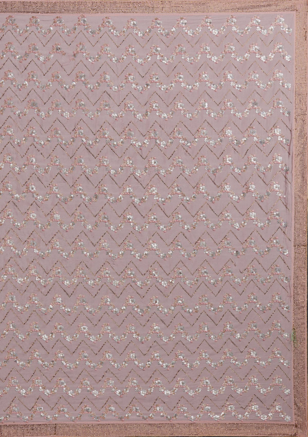 Baby Pink Swarovski Semi Crepe Designer Saree - Koskii