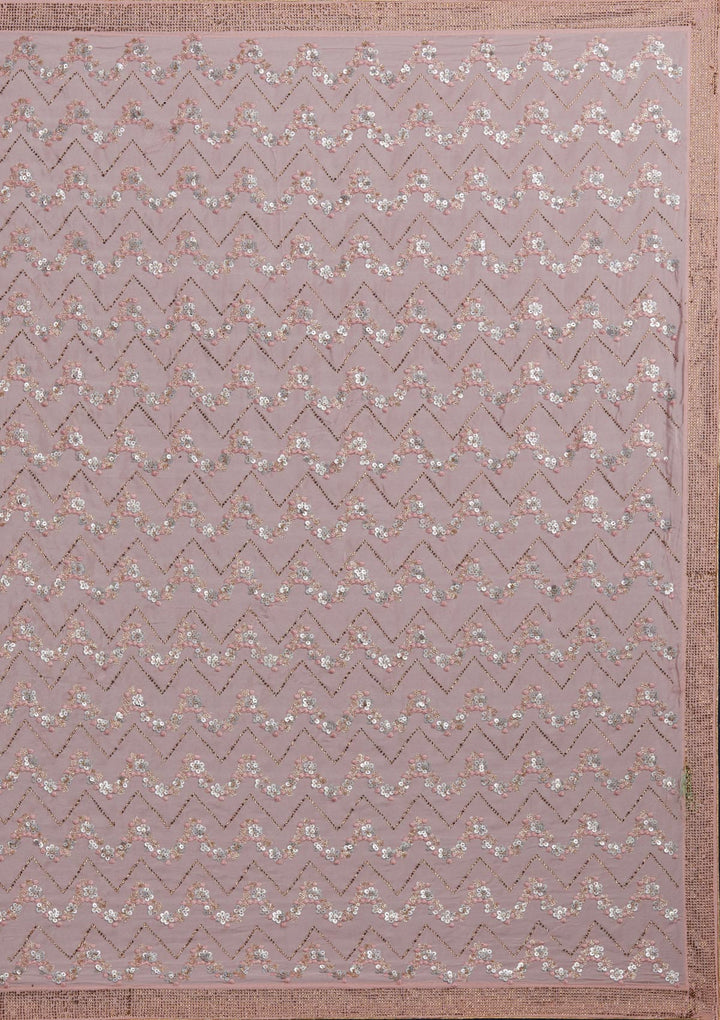 Baby Pink Swarovski Semi Crepe Designer Saree - Koskii