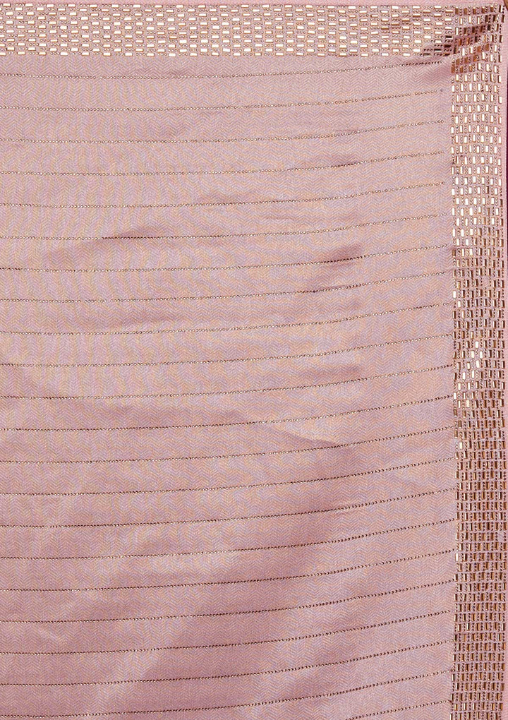Baby Pink Swarovski Shimmer Designer Saree - koskii