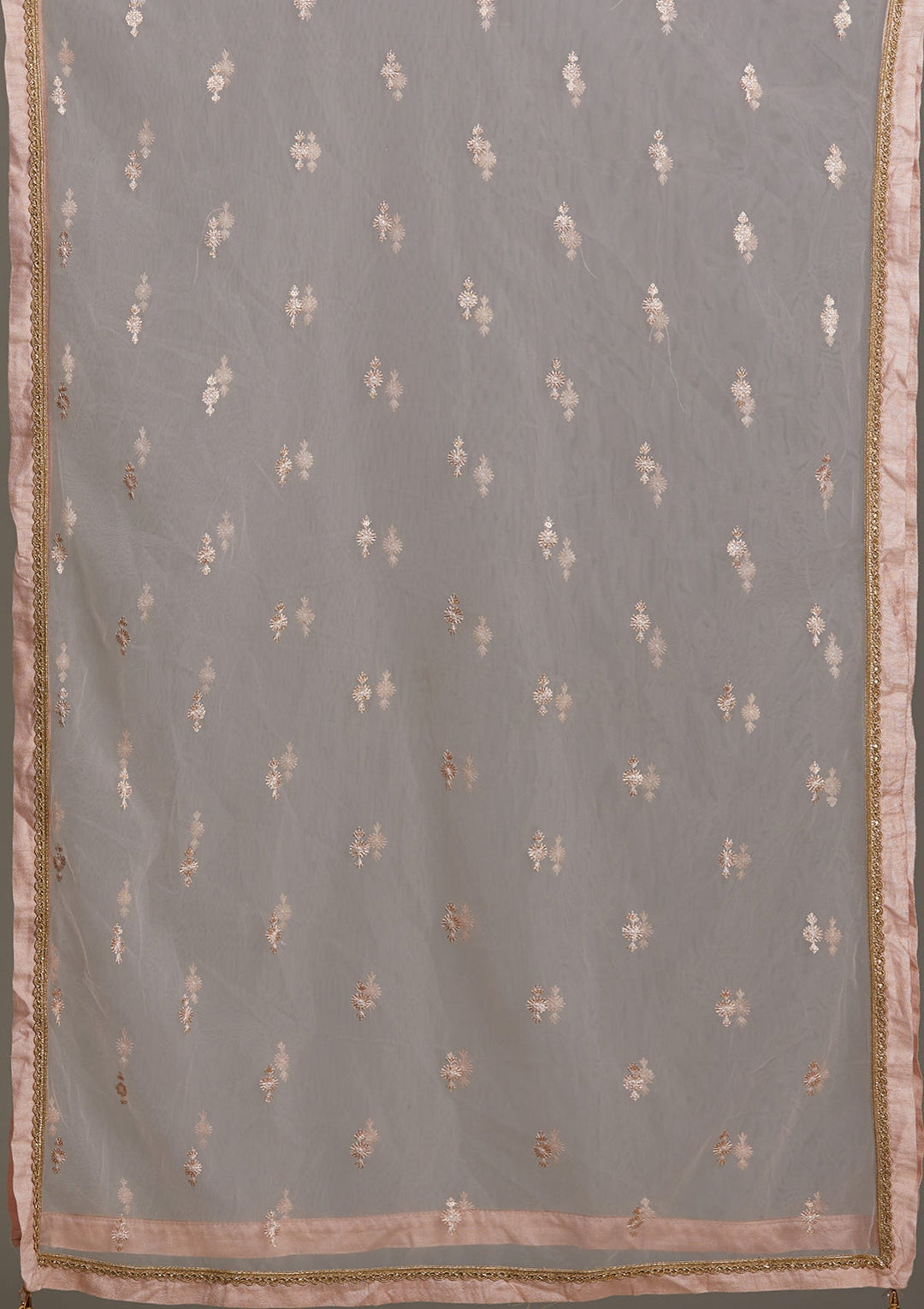 Baby Pink Threadwork Chiffon Lehenga-Koskii