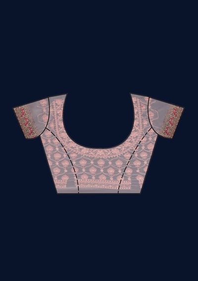 Baby Pink Threadwork Georgette Designer Saree - Koskii