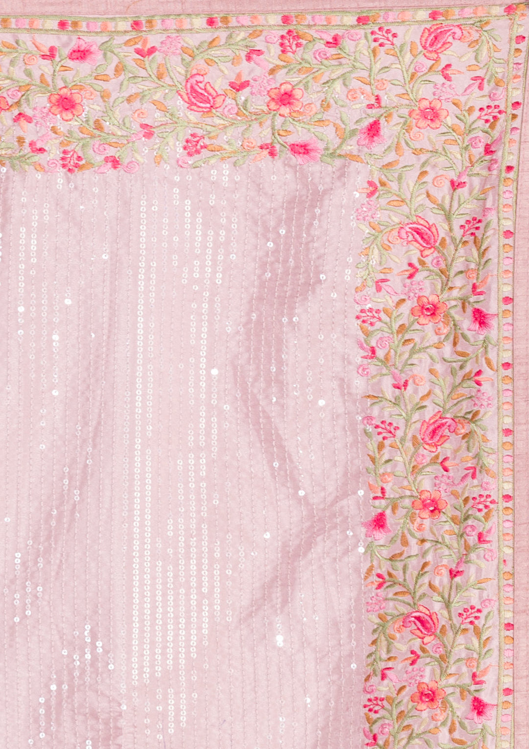 Baby Pink Threadwork Semi Crepe Designer Saree-Koskii