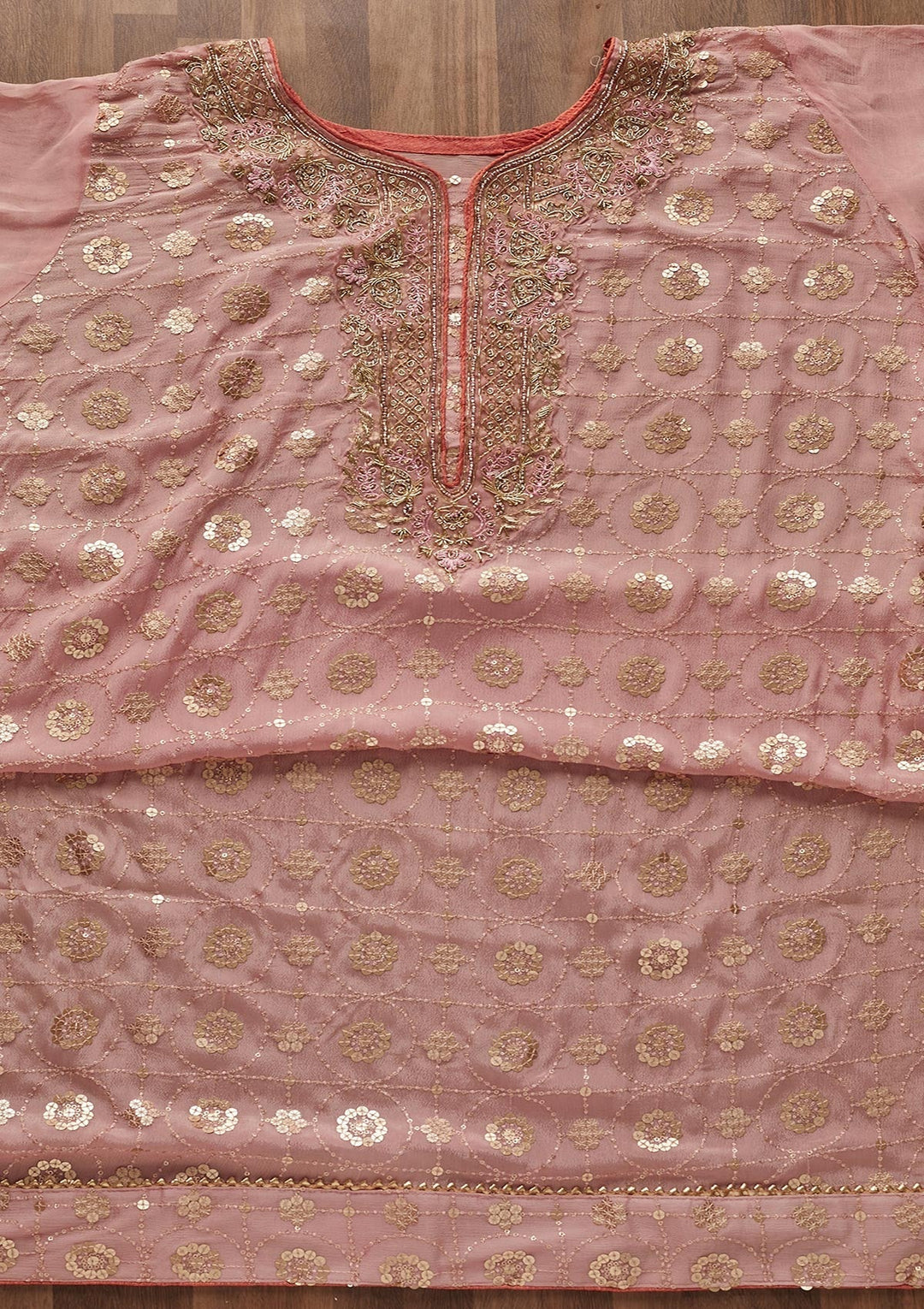 Baby Pink Zardosi Georgette Designer Semi-Stitched Salwar Suit - Koskii