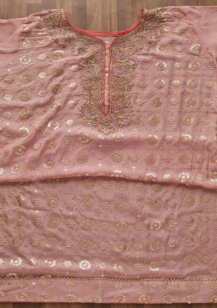 Baby Pink Zardosi Georgette Designer Semi-Stitched Salwar Suit - Koskii