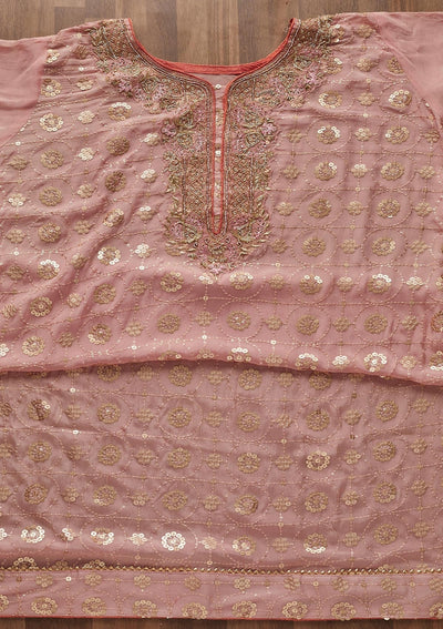 Baby Pink Zardosi Georgette Designer Semi-Stitched Salwar Suit - Koskii
