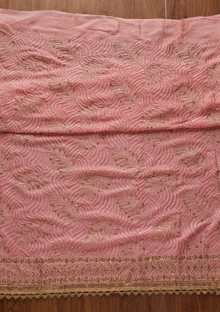 Baby Pink Zariwork Georgette Designer Unstitched Salwar Suit - koskii