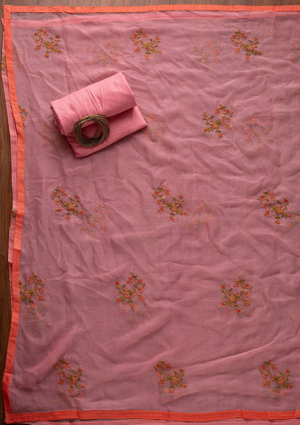 Baby Pink Zariwork Georgette Designer Semi-Stitched Salwar Suit - koskii