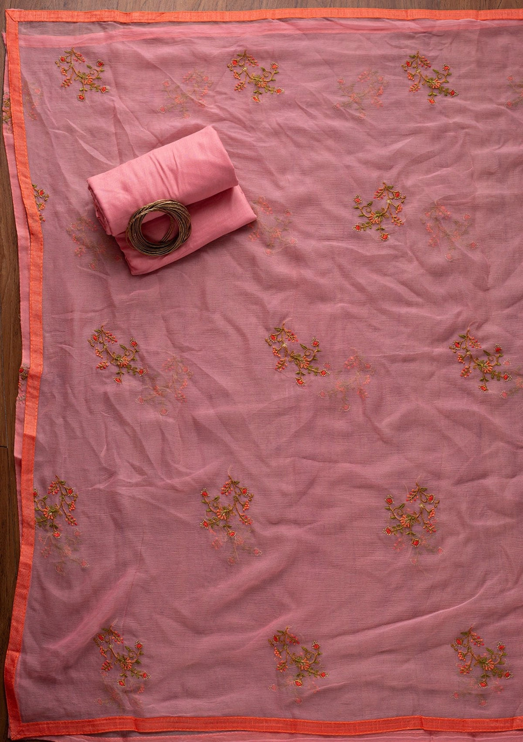 Baby Pink Zariwork Georgette Designer Semi-Stitched Salwar Suit - koskii