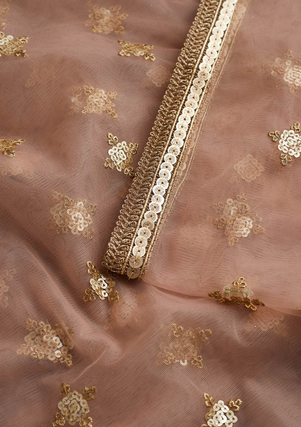 Baby Pink Zariwork Net Readymade Dupatta-Koskii