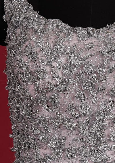 Baby Pink Zariwork Net Designer Gown - koskii