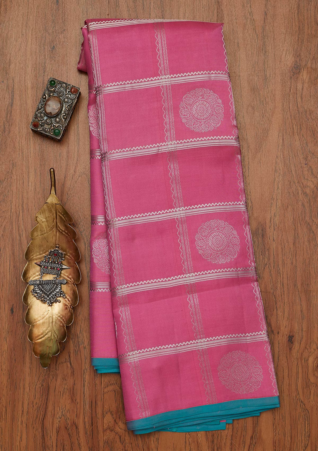 Baby Pink Zariwork Pure Silk Designer Saree - koskii